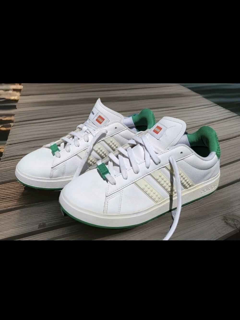 adidas x LEGO Grand Court 2.0 White Green Sneakers Limited GW7177 Mens 9.5